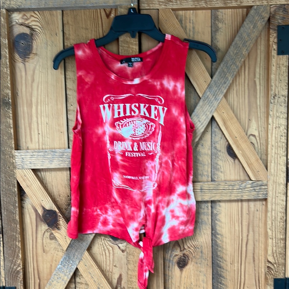 Rebel Sugar Red Pink Tie Front Crop tank